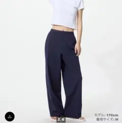 UNIQLO スマートイージーパンツ M ストライプ ネイビー