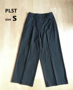 PLST　リネンブレンド　ワイドパンツ　S　くすみネイビー