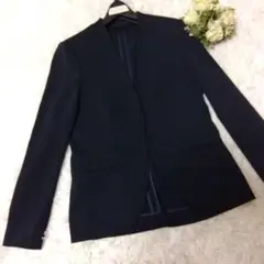 ICB ノーカラージャケット ストレッチ 濃紺