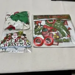 クリスマス　パーティーセット　飾り付け　風船　ケーキトッパー　デコレーション