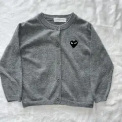 グレー ハート刺繍 ニットカーディガン