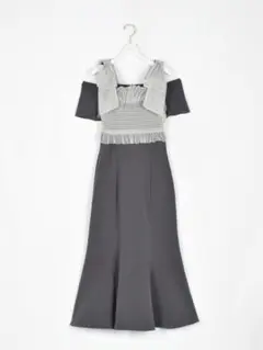 evelyn リボンキャミ付きリブカットOP