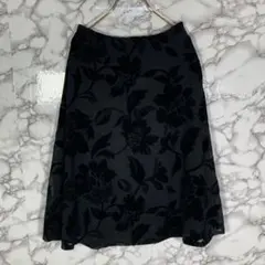 Lui Chantant　（36）　花柄フロッキーフレアスカート　黒