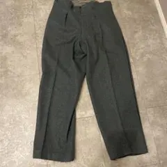Zanella 3タックウールスラックスW36 100%ウールチャコールグリーン