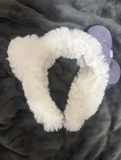 耳付きファーハット 白紫 キティ イヤマフ カチューシャ usj イヤーマフラー