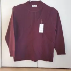 【未使用】レマン 長袖ニット ワインレッド色　Lサイズ
