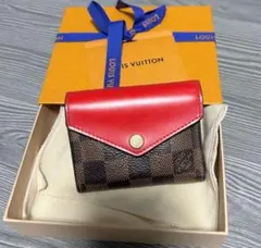 Louis Vuitton 三つ折り財布 レッド/ダミエ