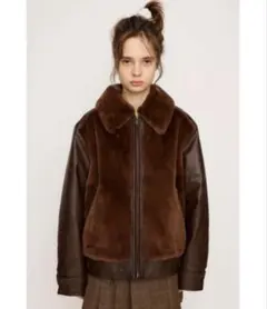 ブラウンファーとレザージャケット