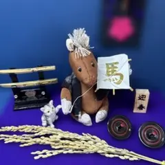 ちりめん細工，お座りお馬さんセット，飾り物，ぬいぐるみ，