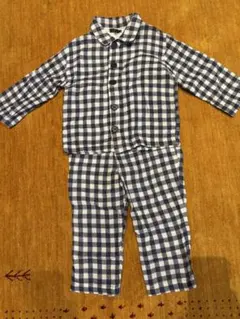ネイビーとホワイトのチェック柄パジャマ 100cm
