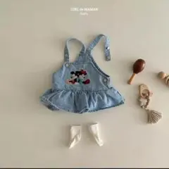 CIEL de MAMAN　ミッキー&ミニー刺繍デニムジャンパースカート