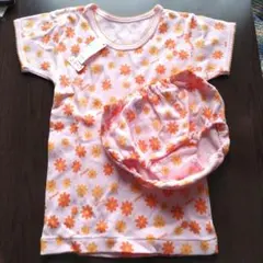 EKUBO　エクボ　女児下着　花柄Tシャツとパンツセット 120cm 綿100%