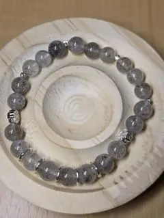 ストロベリークォーツ ビーズブレスレット グレー系