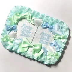 【321】B7 硬質カードケースデコ トレカケースデコ レースデコ【白水色緑】