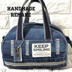 デニムリメイクバッグ●ボストンバッグ【handmade】Ｒ-213