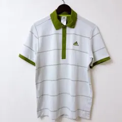 adidas アディダス ゴルフ ポロシャツ ボーダー L ホワイト