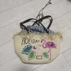 Samantha Thavasa かごバッグ フラミンゴ刺繍のサムネイル