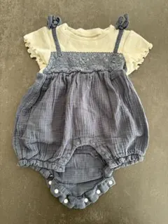 オーガニックコットン グレー ロンパース 60-70cm