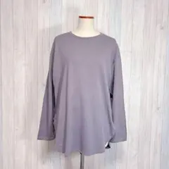 【GU】長袖ラウンドヘムTシャツ カットソー レイヤード 綿100% 無地 L