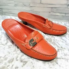 Ferragamo ミュールパンプス 22.5cm ガンチーニ オレンジ 5C