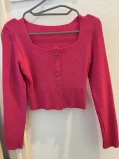 ピンク カーディガン