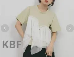 KBF チュール　ドッキング　レイヤード　半袖カットソー ライトグリーンのサムネイル