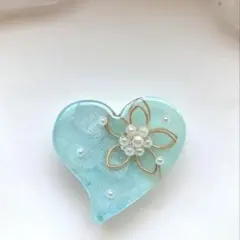 レジン　ヘアゴム　ハート　紫陽花　ミント◡̈♥︎