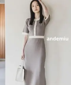 新品　andemiu ハイショクＩラインニットワンピース