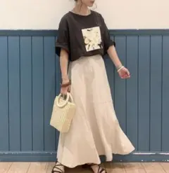 LOWRYS FARM マーメイドスカート　リネン混　アイボリー　フリーサイズ