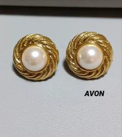 z17 AVON ゴールド パール ツイスト イヤリング