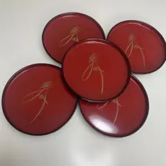 赤い漆器 菓子器セット 銘々皿