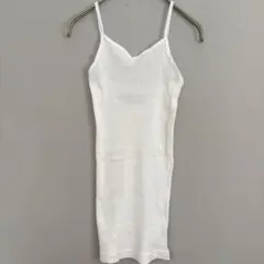ヘインズ リブ キャミソール Vネック 無地 S 白 綿 インナー 重ね着のサムネイル