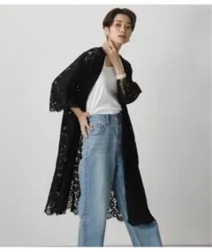 【AZUL BY MOUSSY】スカラップレースロングガウンブラック夏のサムネイル