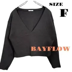 【BAYFLOW 】Vネック クロップドニット ダークグレー サイズF
