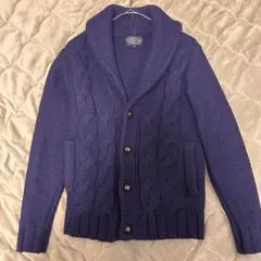 《ユナイテッドアローズ》長袖ウールカーディガン【XS】ネイビー　ケーブル編み