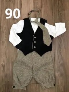 フォーマルスーツ 黒と茶色　チェック柄