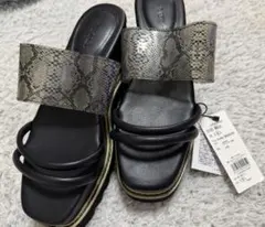 AZUL ヘビ柄 プラットフォームサンダル