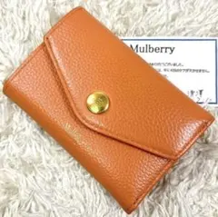 新品同様✨マルベリー　レター型　三つ折り財布　ロゴ　ホック　ゴールド金具　レザーのサムネイル