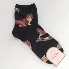 ポール＆ジョー　トイトイトイ柄　ソックス　ブラック　猫　ネコ　茶白　猫柄