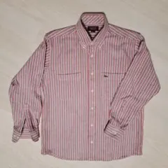 【値下げ】メンズ　薄手ネルシャツ　M　ストライプ柄　長袖　上着　ジャケット