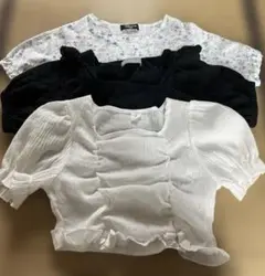 女の子　フリルデザイン クロップドトップス 3点セット　まとめ売り　130センチ