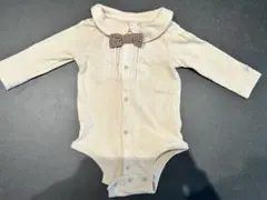 入園式 結婚式 男の子 クリーム色 セレモニー ロンパース 蝶ネクタイ付 70㎝