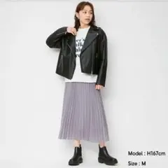 GU オーガンジープリーツロングスカート ライトパープル ＸＬサイズのサムネイル