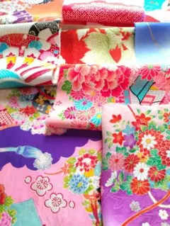 着物　着物ハギレ　着物はぎれ　子供着物生地　古布大小21枚