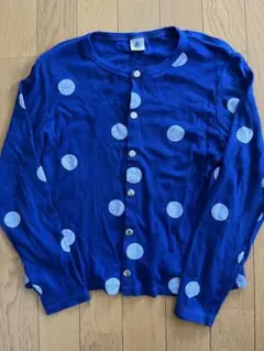 プティバトー　ブルー 水玉模様 カーディガン 140cm