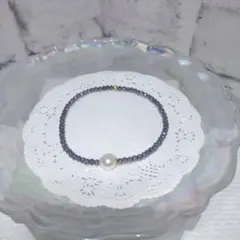 パールとガラスビーズのブレスレット&リングのセット