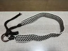 編み込みベルト 茶と白 リング付き