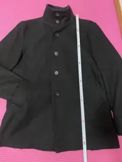 無印　ウール　黒のチェスターコート