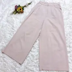 【ロペピクニック】ワイドパンツ　ガウチョ　ウエストゴム　ゆったり　薄ピンク　M