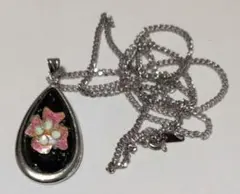 七宝焼 涙型花模様ペンダント